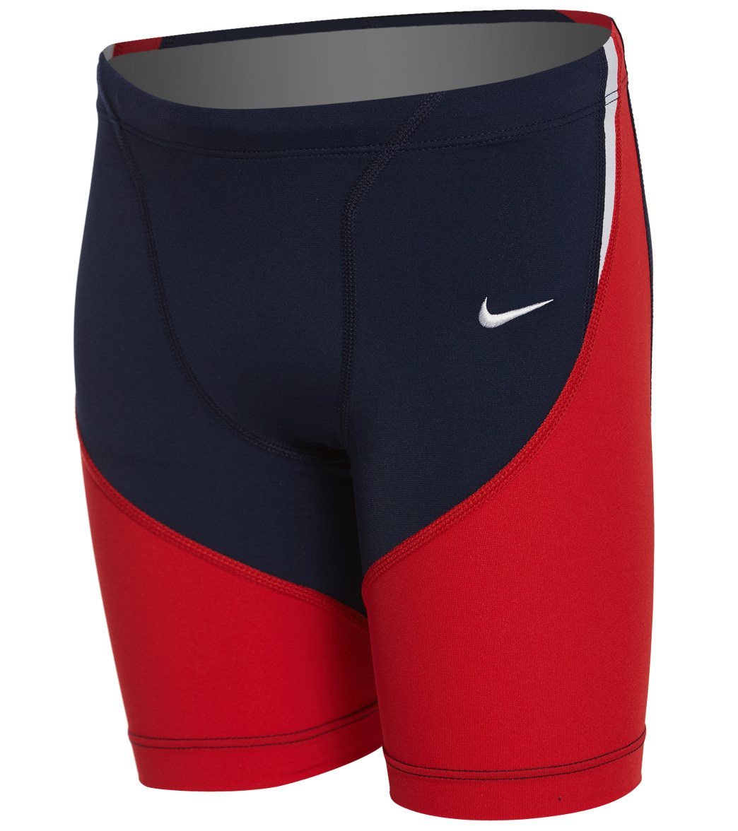 Nike Boy's Color Surge Jammer Swimsuit - Red/Navy 22 Polyester/Spandex - Swimoutlet.com