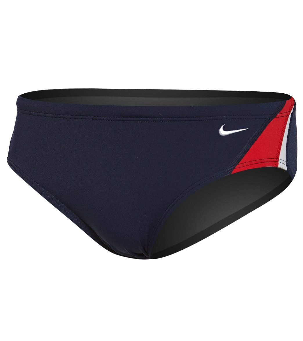 Nike Men's Color Surge Brief Swimsuit - Red/Navy 34 Polyester/Pbt - Swimoutlet.com