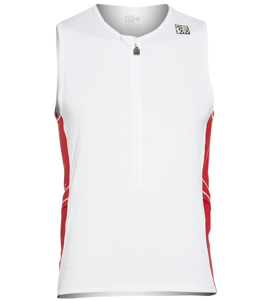 Desoto Men's Skin Cooler Half Zip Tri Top - White / Red Small - Swimoutlet.com