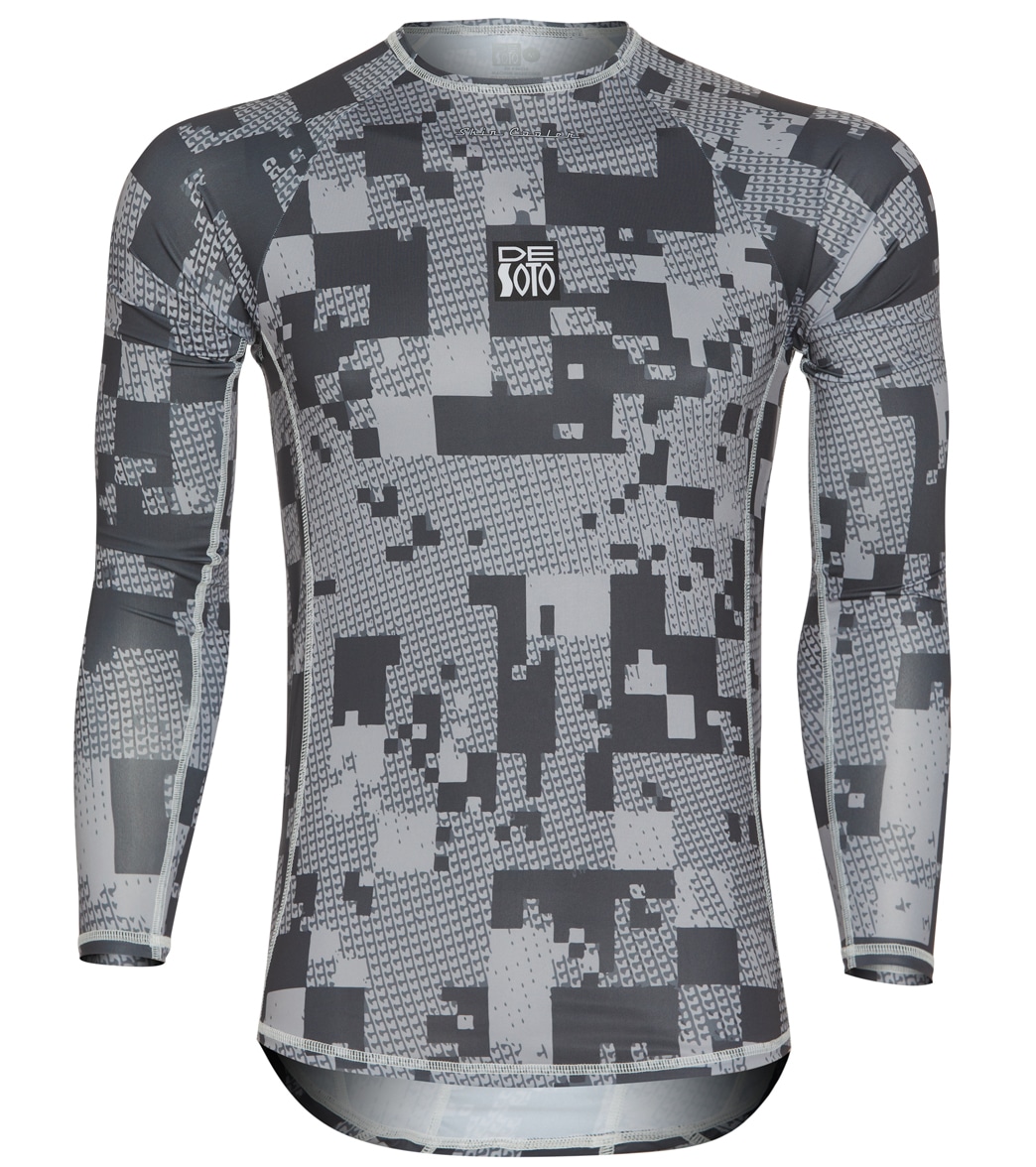 Desoto Men's Skin Cooler Long Sleeve Top - Graphite Camouflage Large Polyamide/Elastane - Swimoutlet.com
