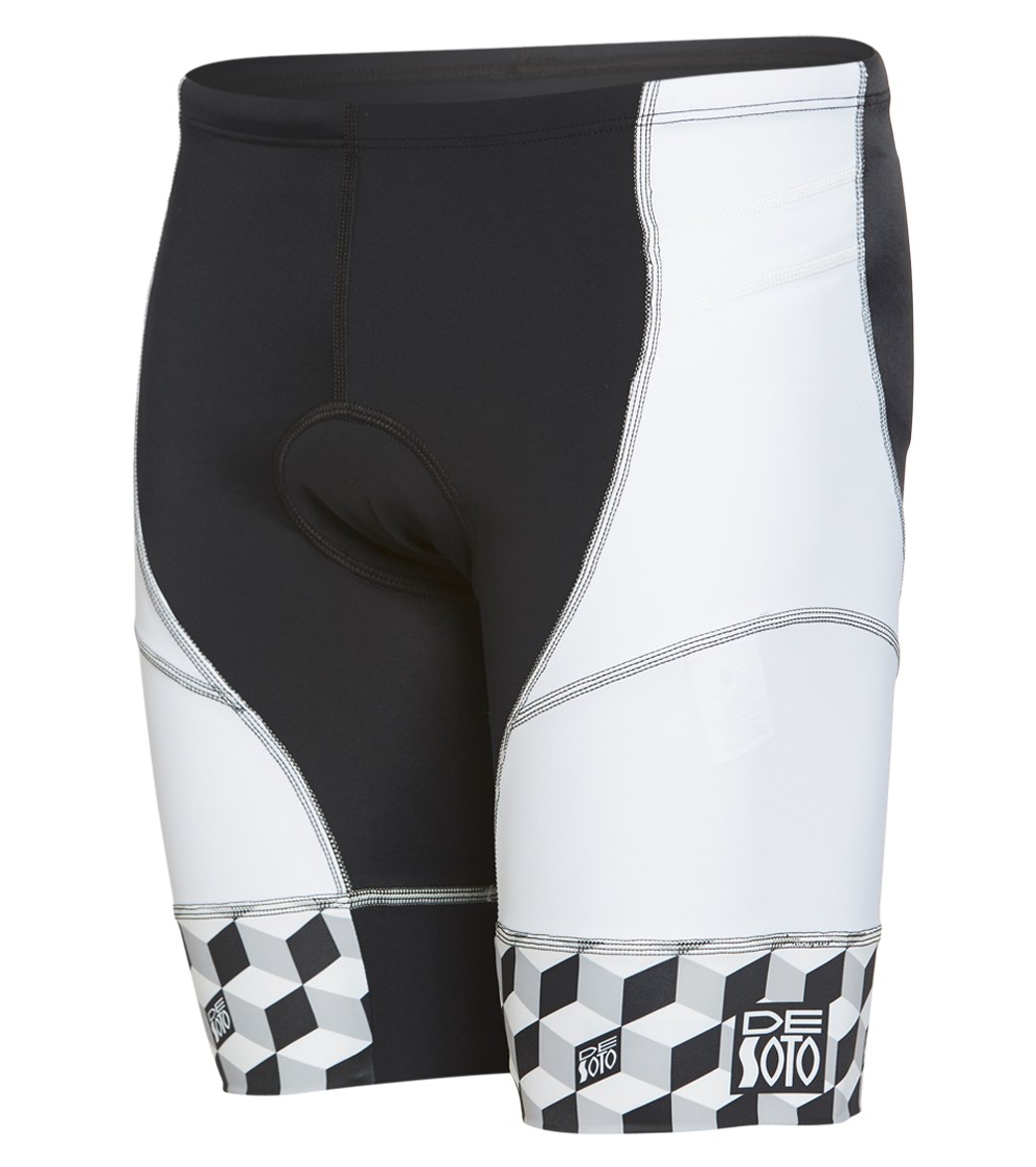 Desoto Men's Riviera Tri Short - White/Grey Cube Leg Band Large - Swimoutlet.com