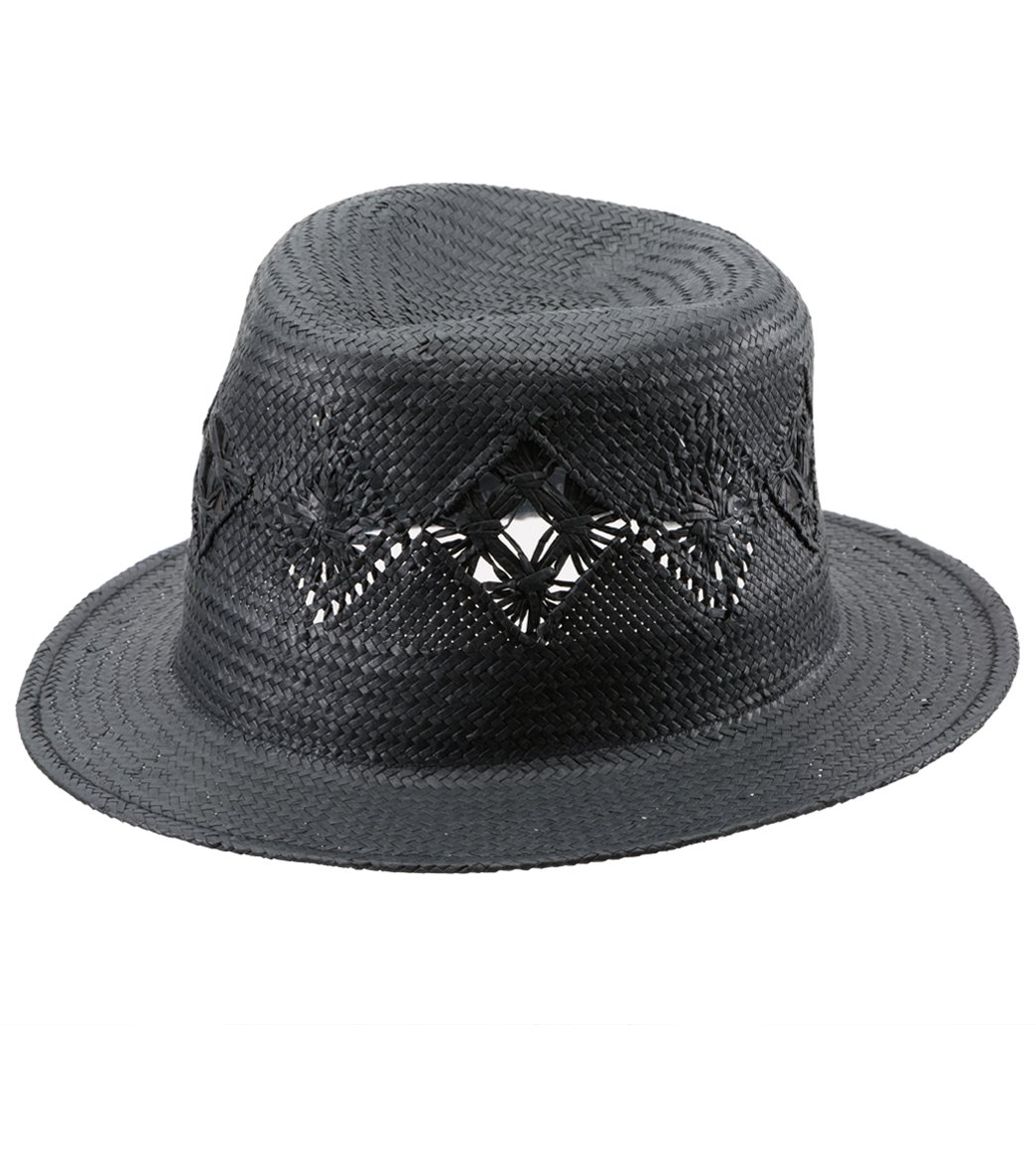 Physician Endorsed Cady Adjustable Panama Hat - Black Straw - Swimoutlet.com