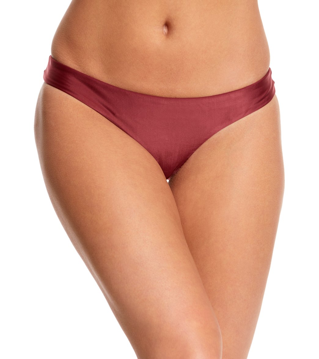Vix Swimwear Solid Basic Bikini Bottom - Burgundy Medium Elastane/Polyamide - Swimoutlet.com
