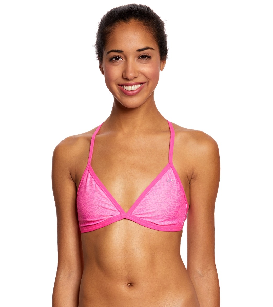 Speedo Missy Franklin Endurance Lite Reptile Style Triangle Swimsuit Top - Pink Large Polyester/Pbt - Swimoutlet.com
