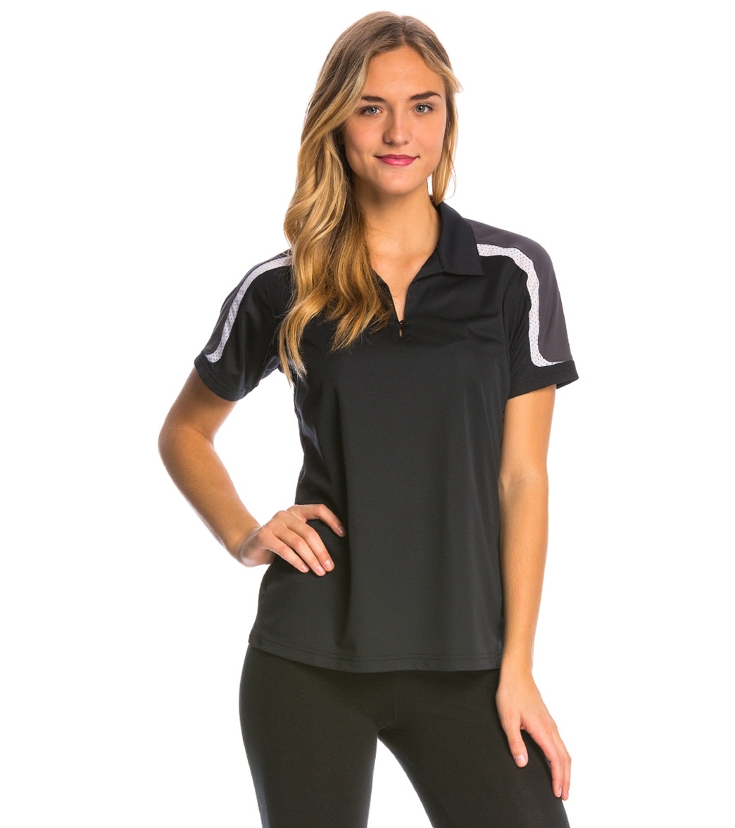 Women's Tech Polo - Black/Iron Grey/White 2Xl Polyester - Swimoutlet.com