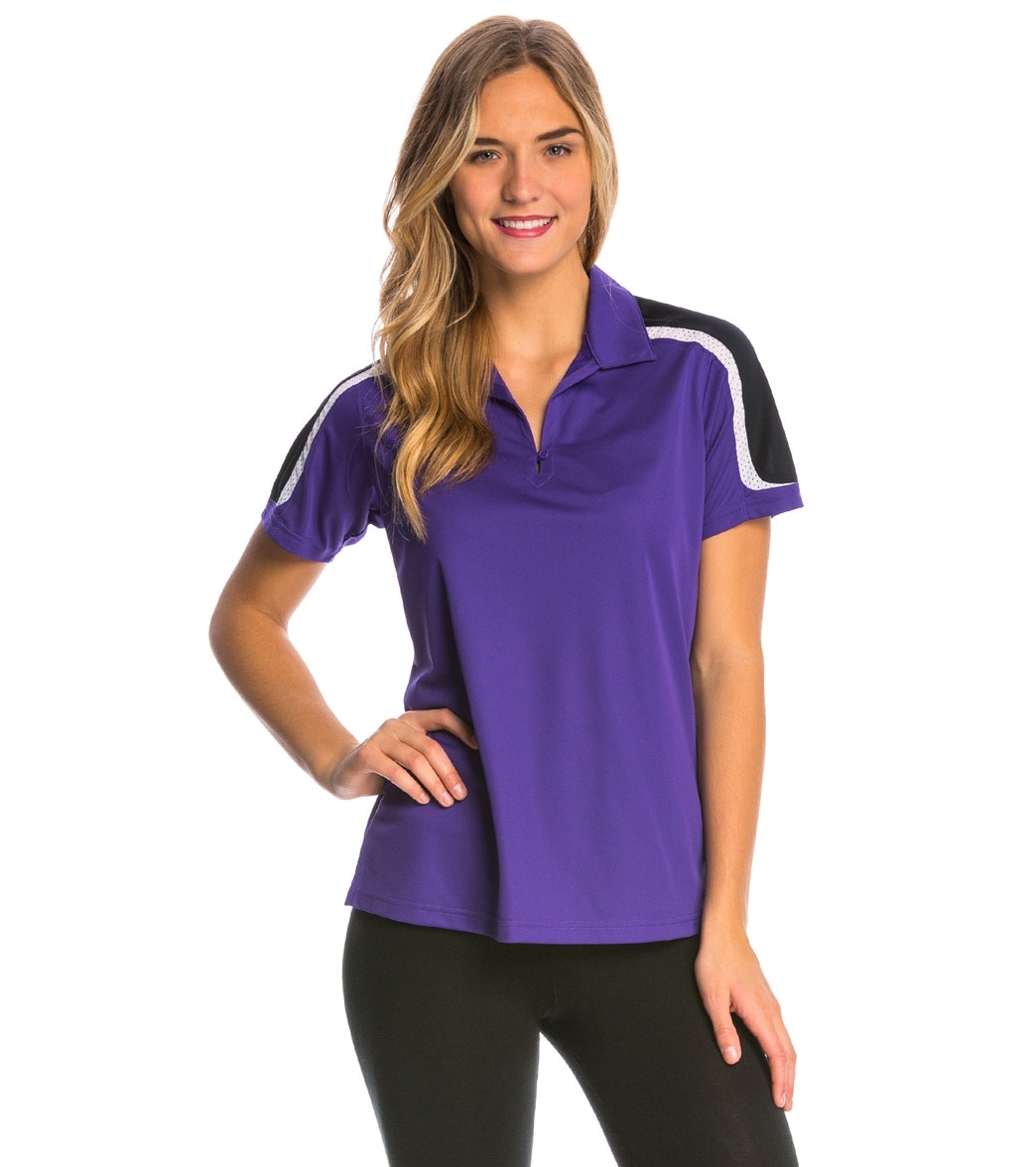 Women's Tech Polo - Purple/Black/White 2Xl Polyester - Swimoutlet.com