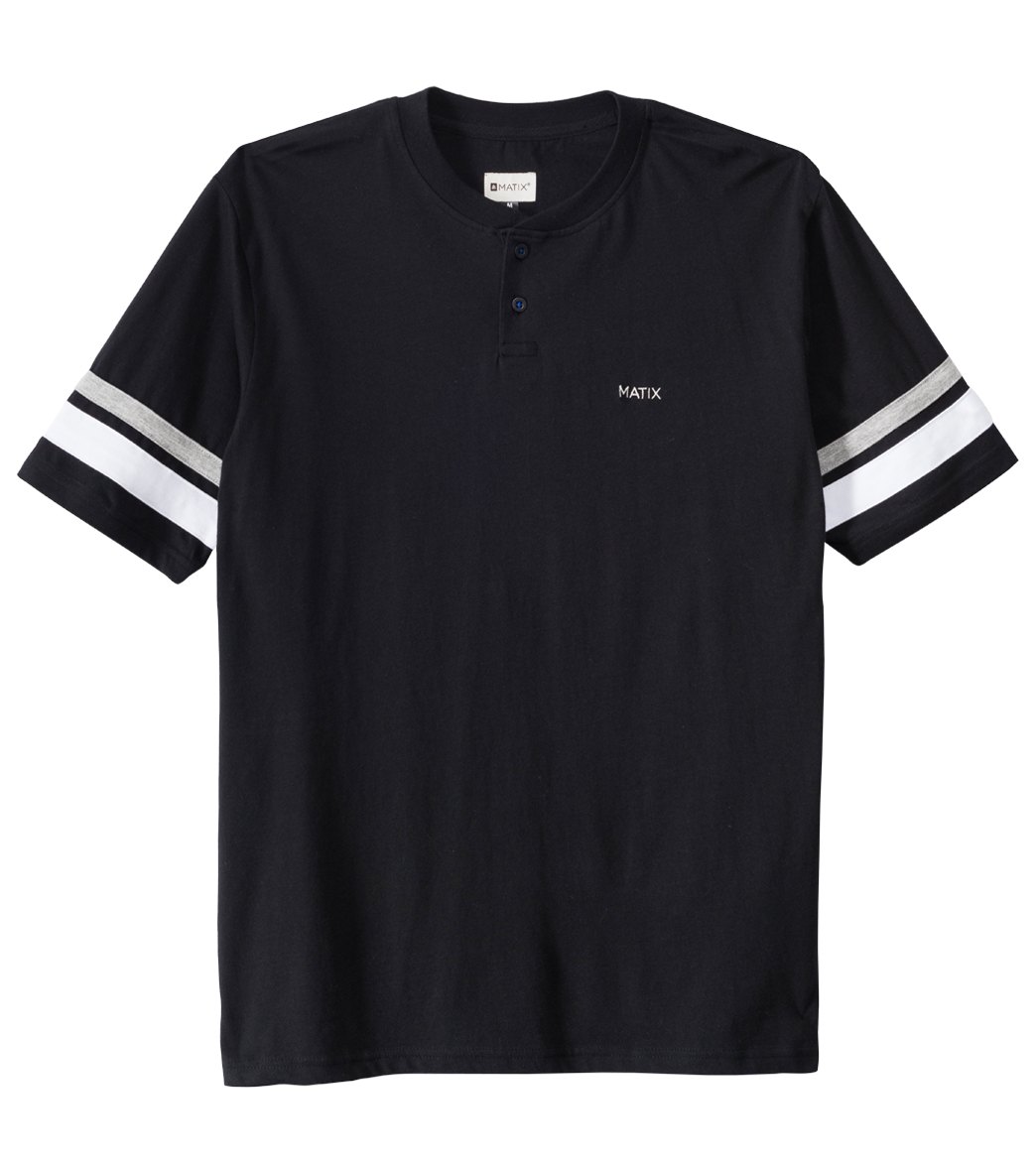 Matix Men's Economy Short Sleeve Shirt Henley Tee - Black Small Cotton - Swimoutlet.com