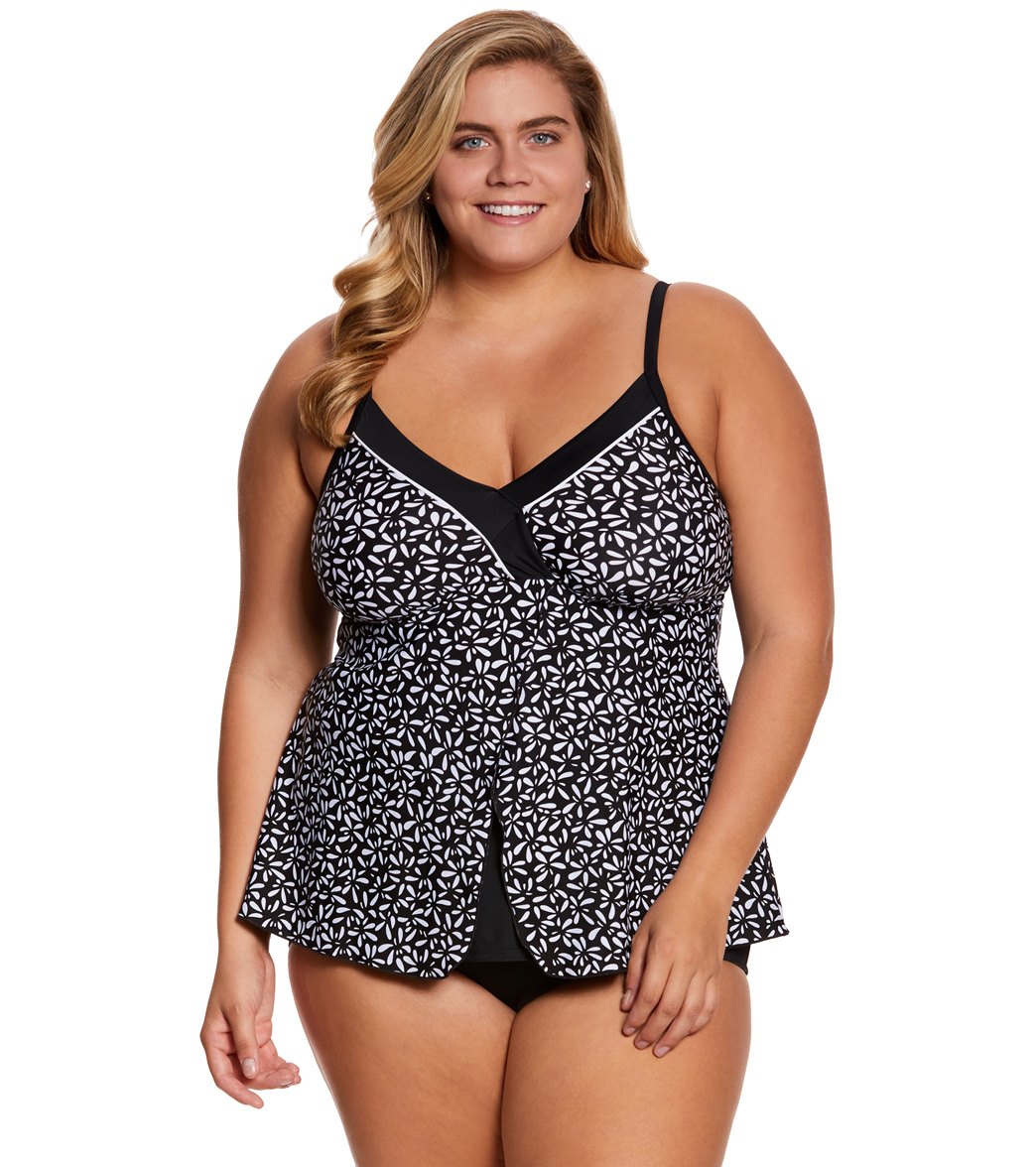 Maxine Plus Size Flutter OTS Surplice Flyaway Tankini Top at SwimOutlet ...