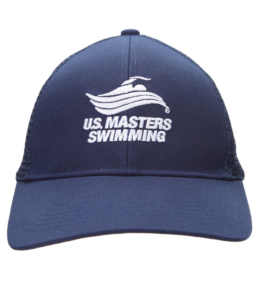 U.s. Masters Swimming Usms Men's Trucker Hat - Navy/White Full Logo Polyester - Swimoutlet.com