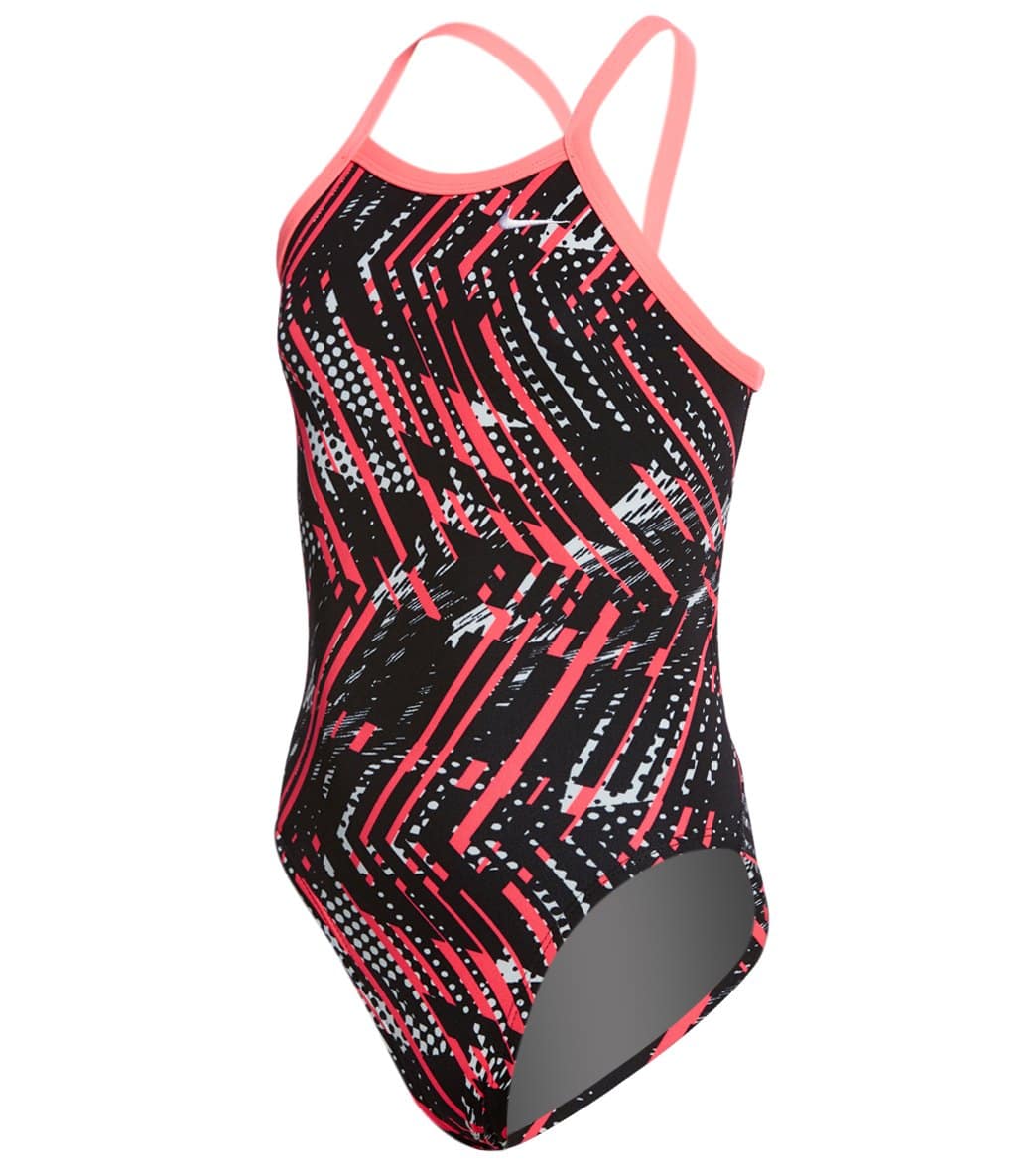 Nike Youth Shark Lingerie Tank One Piece Swimsuit - Racer Pink 20 Polyester/Pbt - Swimoutlet.com