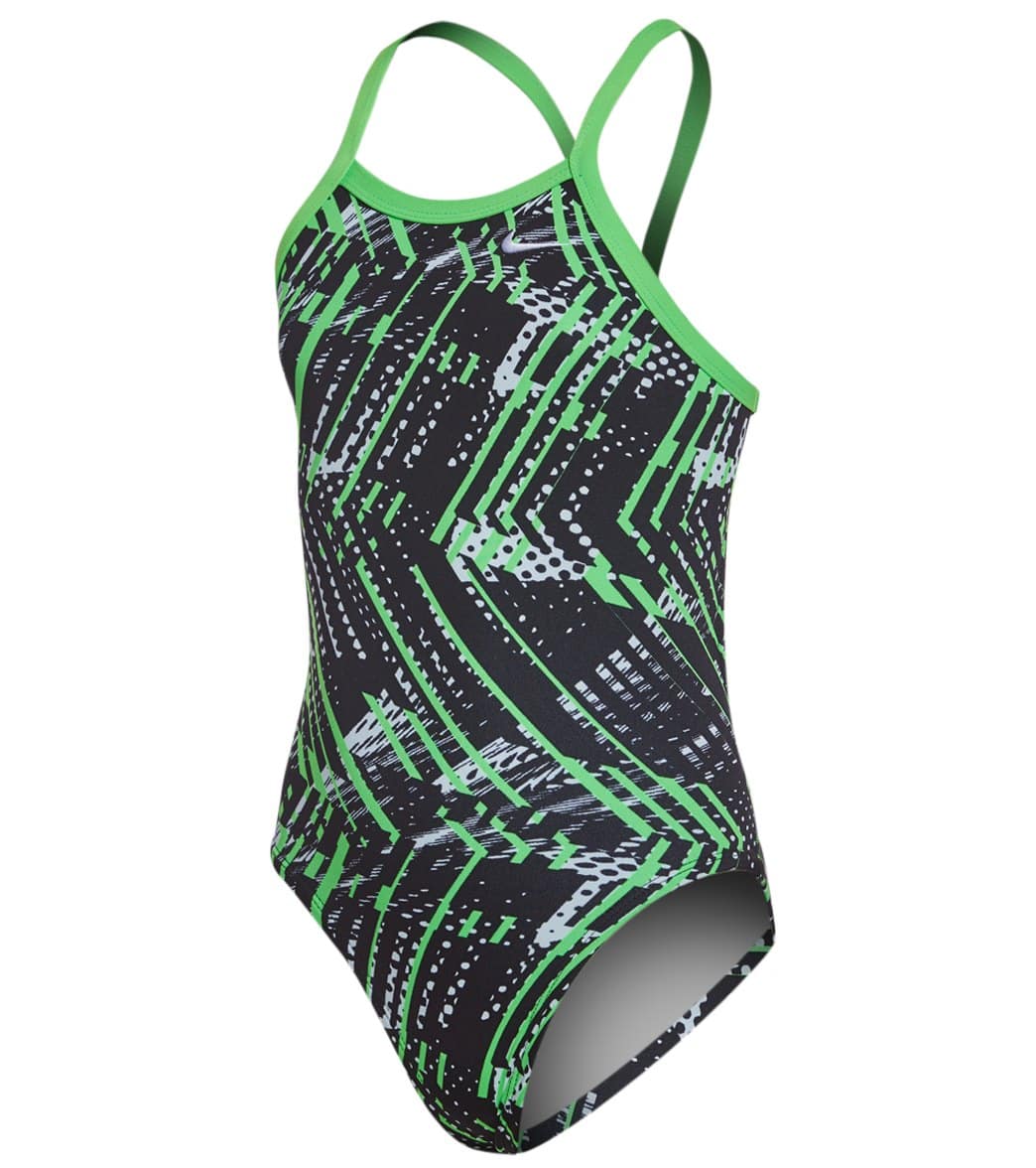 Nike Youth Shark Lingerie Tank One Piece Swimsuit - Rage Green 20 Polyester/Pbt - Swimoutlet.com
