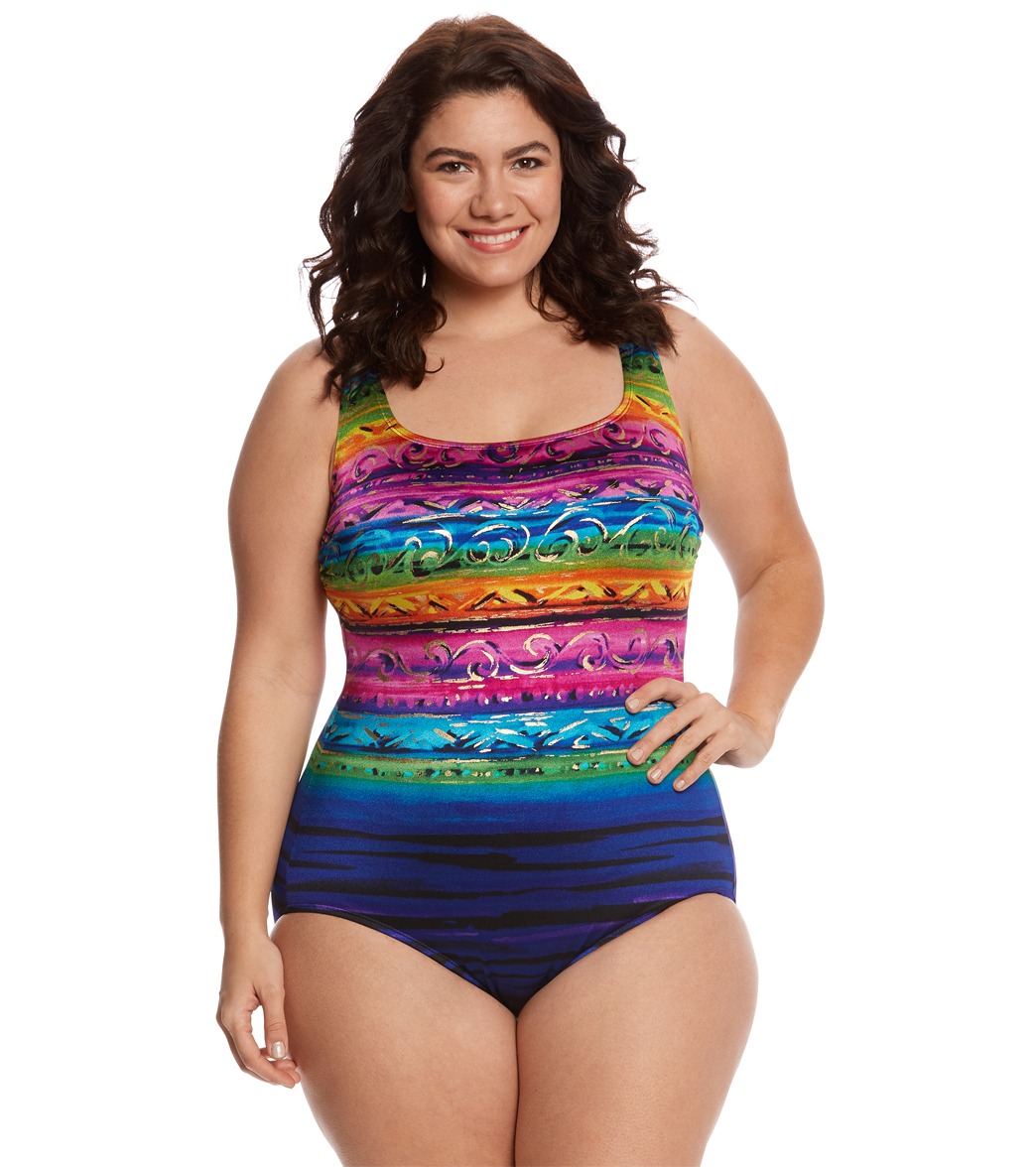 longitude plus size swimdress