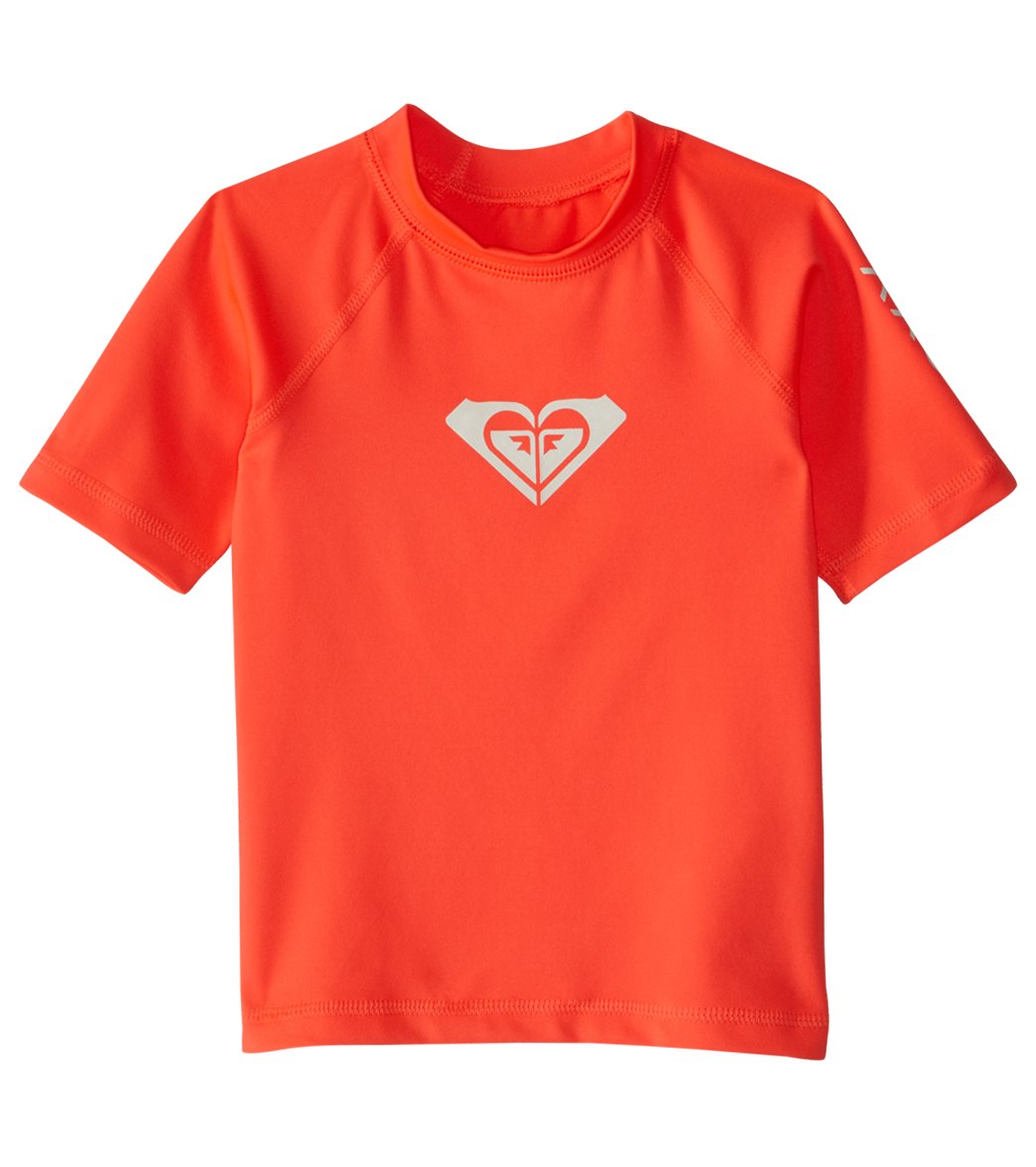 Roxy Infant Girls' Whole Hearted Short Sleeve Shirt Rashguard - Neon Grapefruit 6M Polyamide/Elastane - Swimoutlet.com