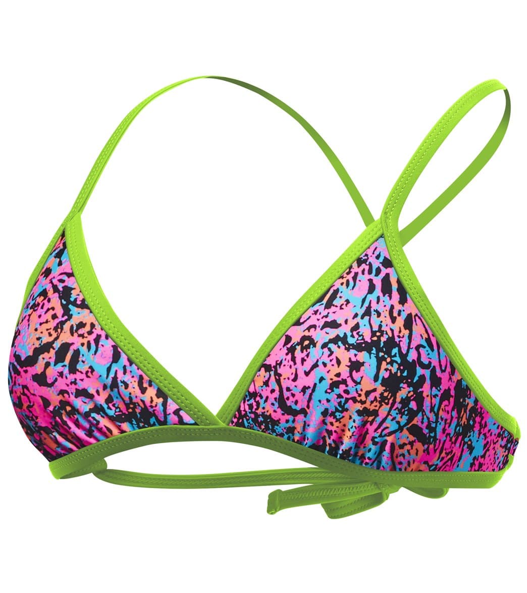 TYR Women's Motus Bali Tieback Bikini Swimsuit Top - Pink/Multi Large Polyester - Swimoutlet.com