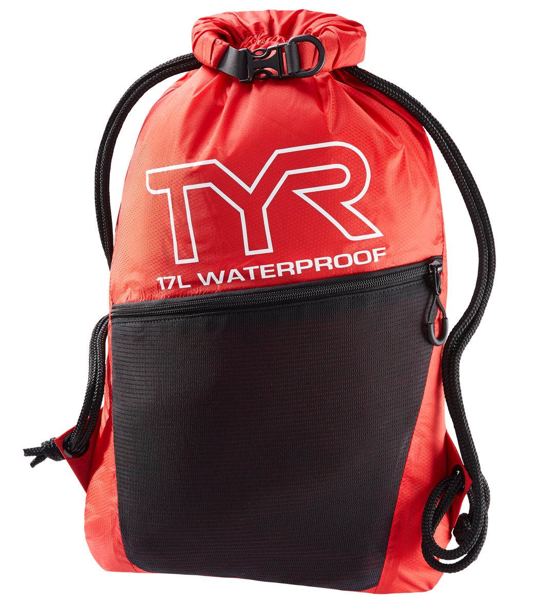 TYR Alliance Waterproof Draw String Sack Pack - Red Nylon - Swimoutlet.com