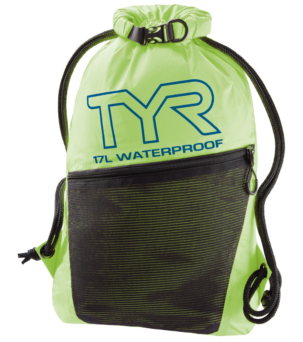 TYR Alliance Waterproof Draw String Sack Pack - Fluorescent Yellow Nylon - Swimoutlet.com