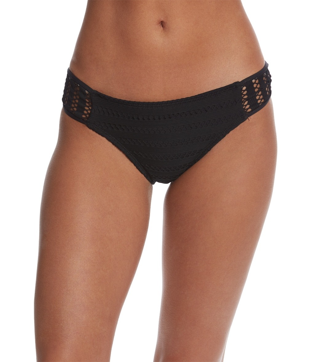 Kenneth Cole Tough Luxe Tab Bikini Bottom - Black Xl Nylon/Elastane - Swimoutlet.com