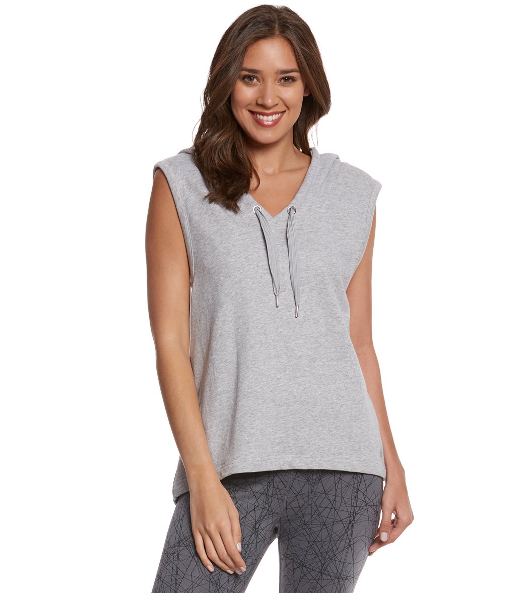 Seafolly Women's Ocean Rose Cross Back Hoodie Top - Grey Marle Large Cotton - Swimoutlet.com