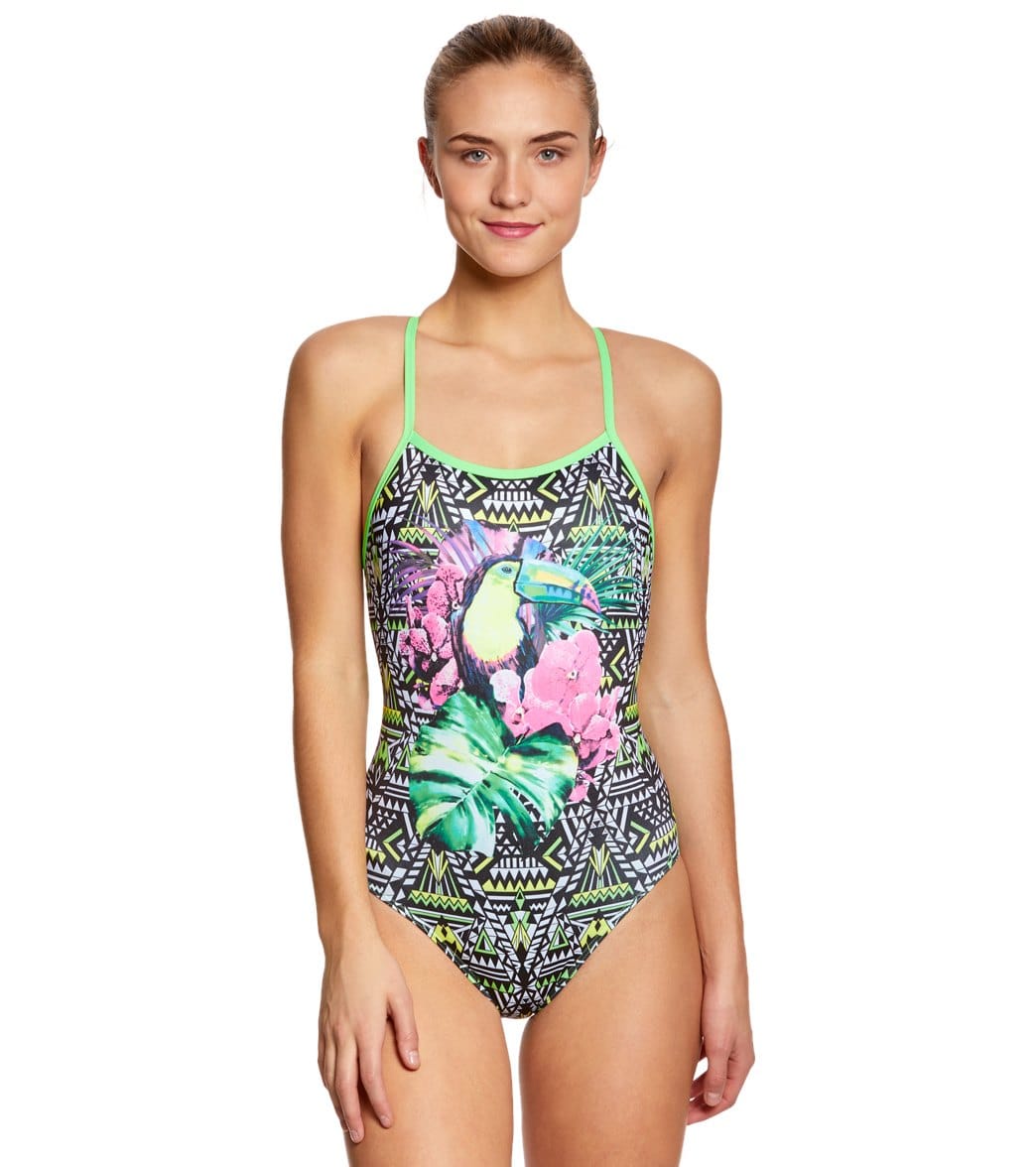 Amanzi Women's Toucan Tropics One Piece Swimsuit - Multi 38 Polyester - Swimoutlet.com