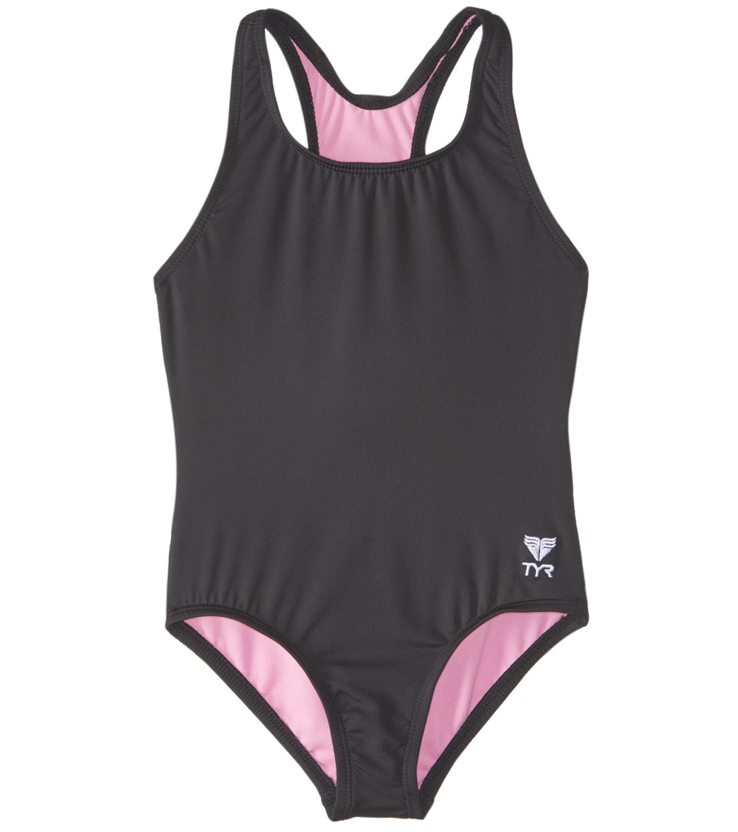 TYR Girls' Solid Ella Maxfit One Piece Swimsuit Toddler/Little/Big Kid - Black X-Small 4/5 Polyester/Spandex - Swimoutlet.com