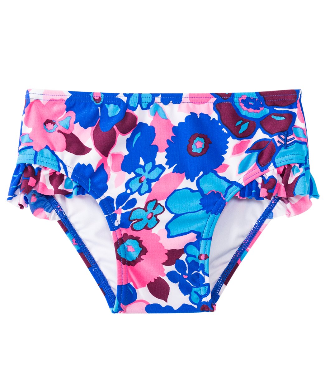 Coolibar Girls' Upf 50+ Ruffle Beach Bottom Cover 6 Months-3T - Blue Summer Bloom 6-12 Months Polyester/Spandex - Swimoutlet.com