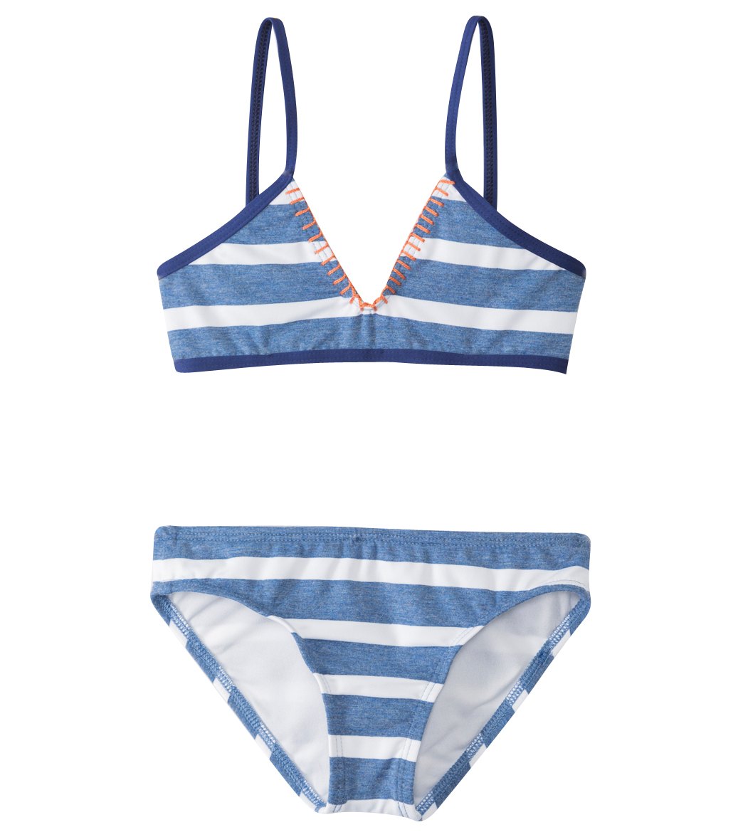 Splendid Girls' Chambray Cottage Bralette Bikini Set 7-14 - Blue 7 Nylon/Spandex/Polyester/Rayon - Swimoutlet.com
