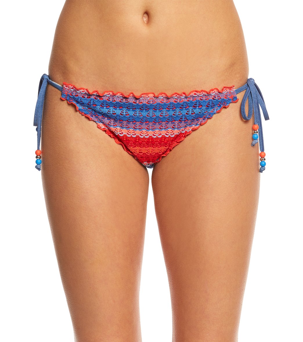 Seafolly Havana Stripe Hipster Tie Side Bikini Bottom - 4 Polyester/Elastane - Swimoutlet.com