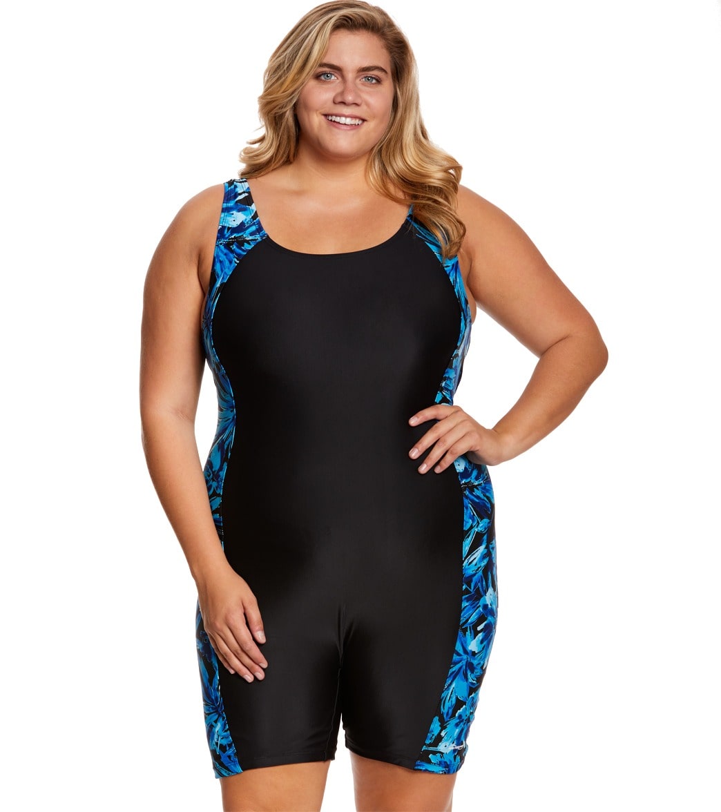 Waterpro Womens Plus Size Tropics Splice Unitard At