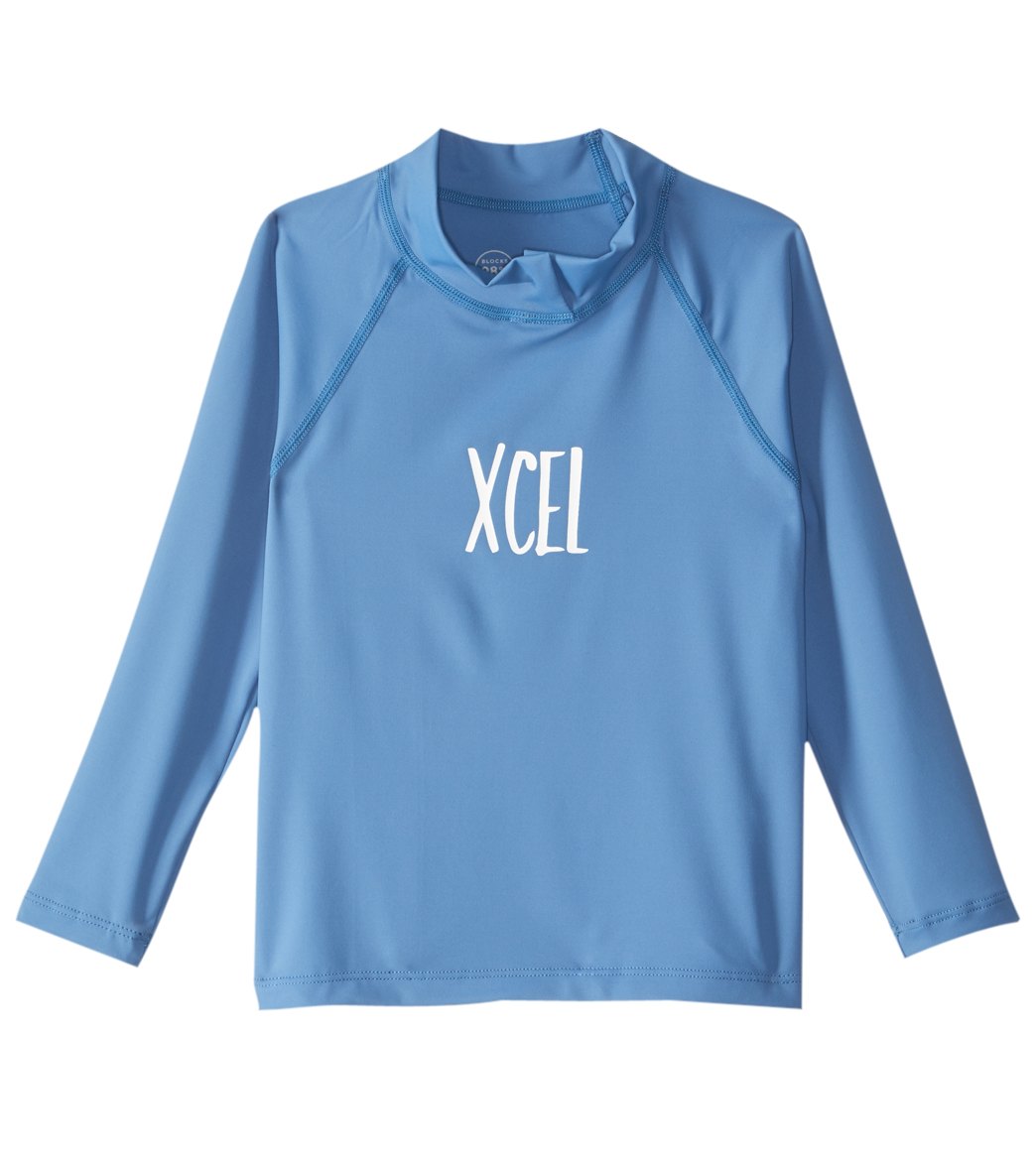 Xcel Toddler's Malibu Split Collar Long Sleeve Rashguard - Faience Blue 1 Nylon/Spandex - Swimoutlet.com