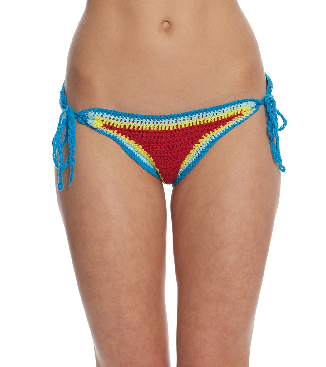 Hobie Swimwear How Do You Hue? Adjustable Hipster Bikini Bottom - Strawberry Small Polyester - Swimoutlet.com