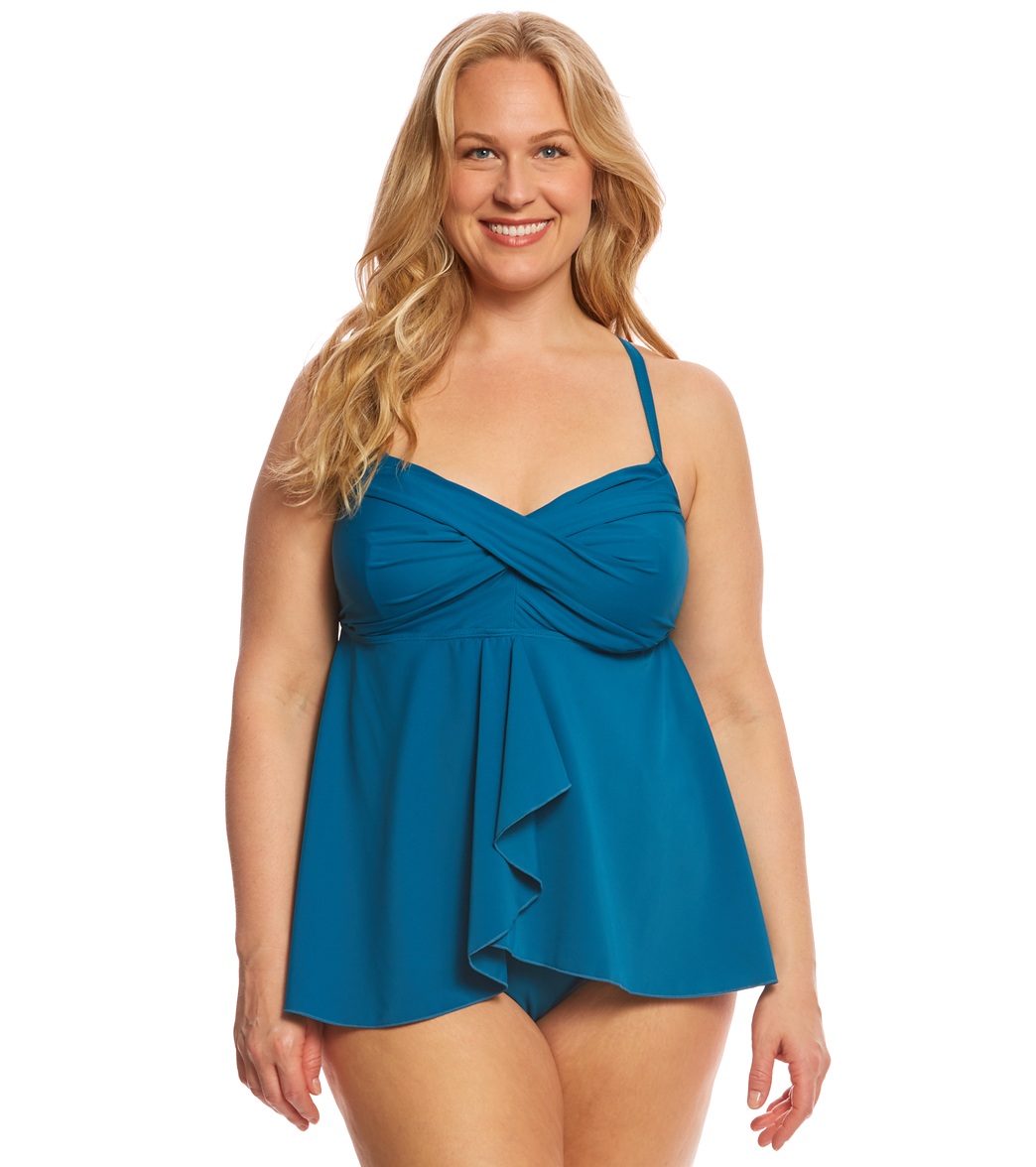 ClubSwim Plus Size Twist Underwire Flyaway Tankini Top at SwimOutlet