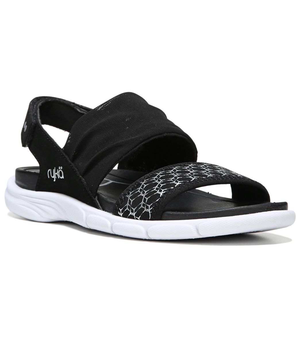 Ryka Women's Rodanthe Sandals - Black/Chrome Silver 5 Eva/Foam - Swimoutlet.com