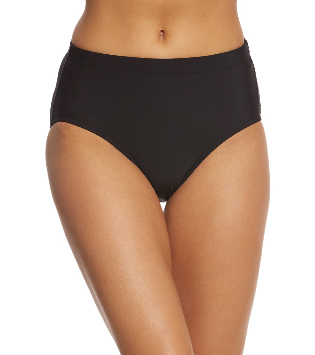 Shape Solver Solid Basic Bikini Bottom - Black 18 Nylon/Spandex - Swimoutlet.com