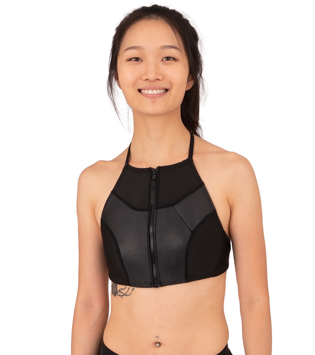 Level Six 1.2Mm Neoprene Maya Zip Up Bikini Top - Black Large - Swimoutlet.com