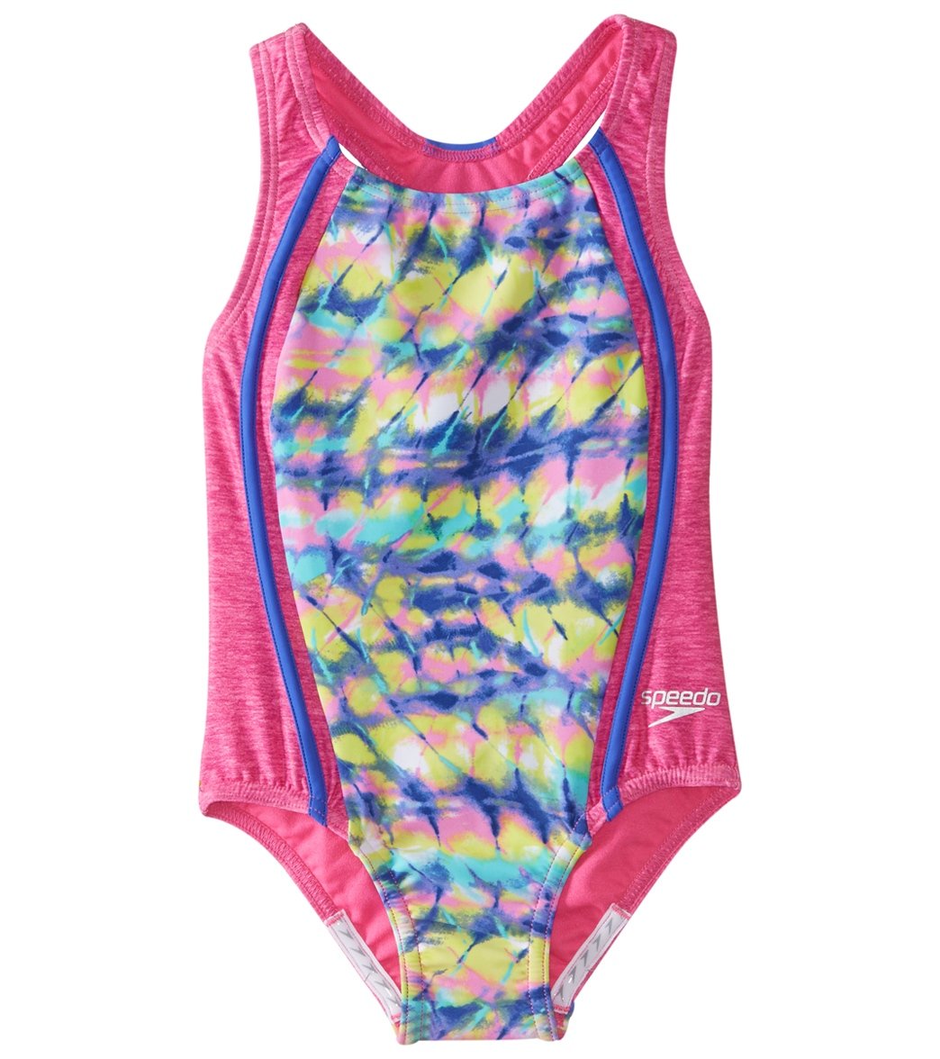 Speedo Girls Tie Dye Sky Sport Splice One Piece Swimsuit 4 6x At