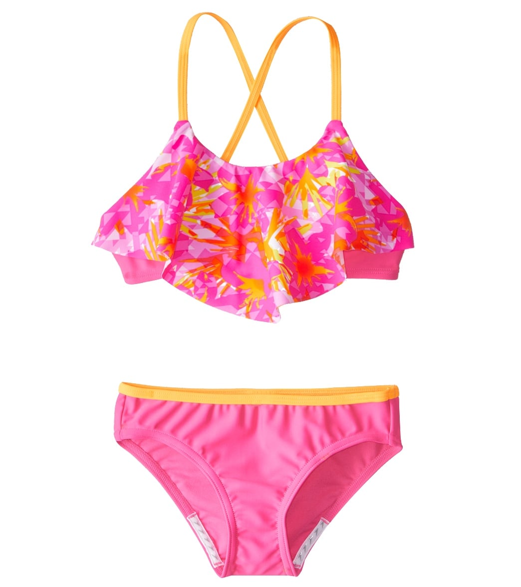 Speedo Girls' Jungle Floral Ruffle Two Piece Bikini Set (7-16) at ...