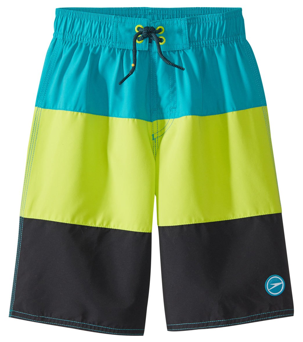 Speedo Boys' Blocked Volley Short - Marine Green Xxs Size X-Small Polyester - Swimoutlet.com