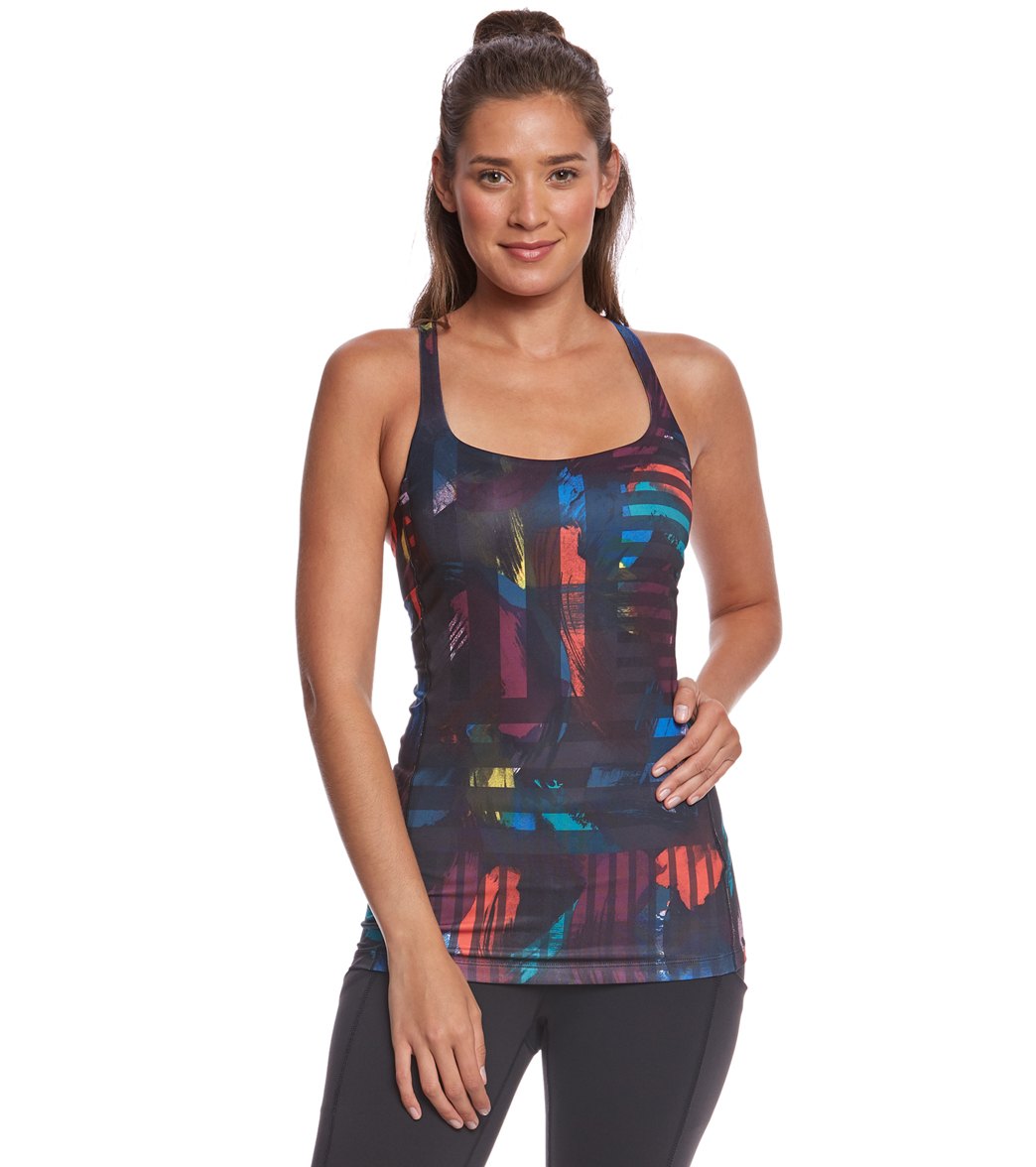 Lucy Women's Let It Be Bra Tank - Multi Brush Daubs Print X-Small Polyester/Spandex - Swimoutlet.com