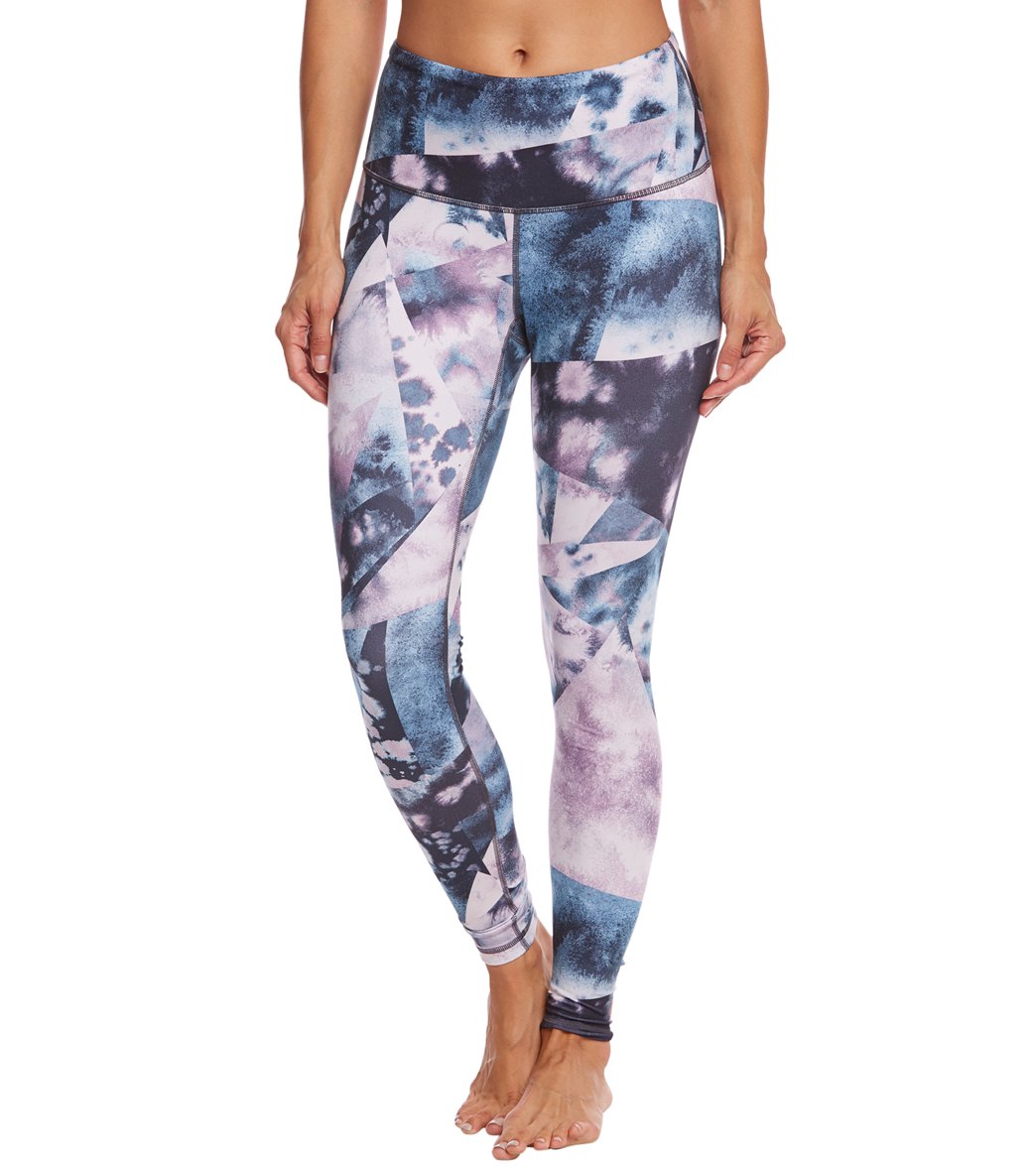 Lucy Women's Printed Studio High Rise Hatha Leggings - Pink Kiss Watercolor Print X-Small Nylon/Polyester/Spandex - Swimoutlet.com