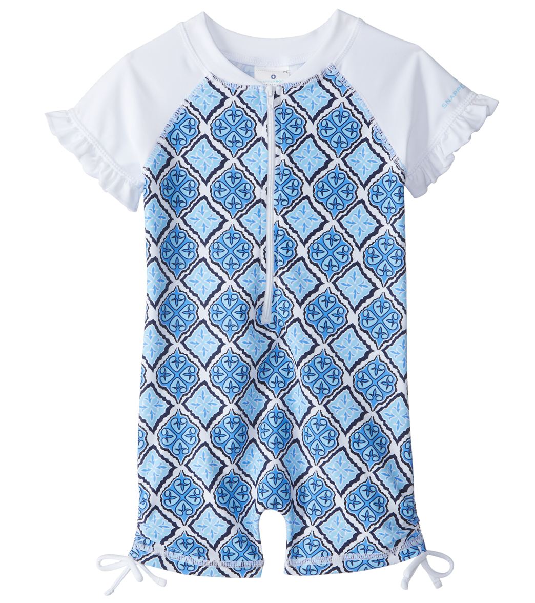 Snapper Rock Girls' Moroccan Short Sleeve Shirt One Piece Sunsuit 0-24 Months - 0 0-6 Elastane/Nylon - Swimoutlet.com