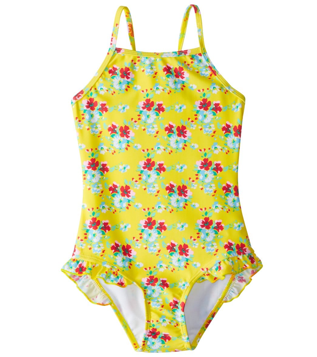 Snapper Rock Girls' Lemon Floral One Piece Swimsuit 2T-6 - 2T Elastane/Nylon - Swimoutlet.com