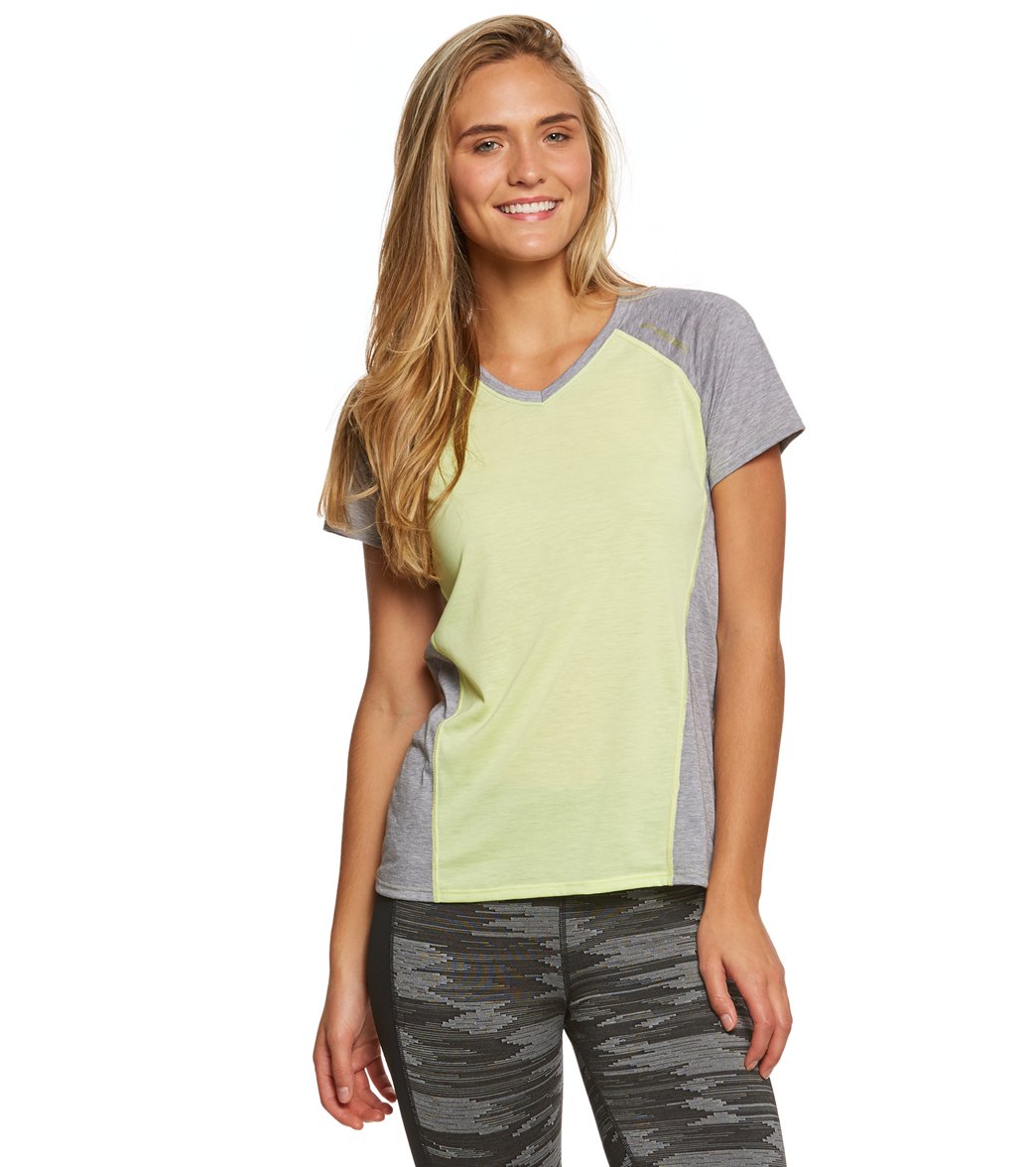 Brooks Women's Distance Short Sleeve - Reed/Heather Sterling X-Small Cotton/Polyester - Swimoutlet.com