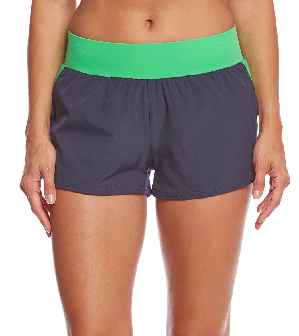 Speedo Women's Team Short - Green Large Polyester/Spandex - Swimoutlet.com