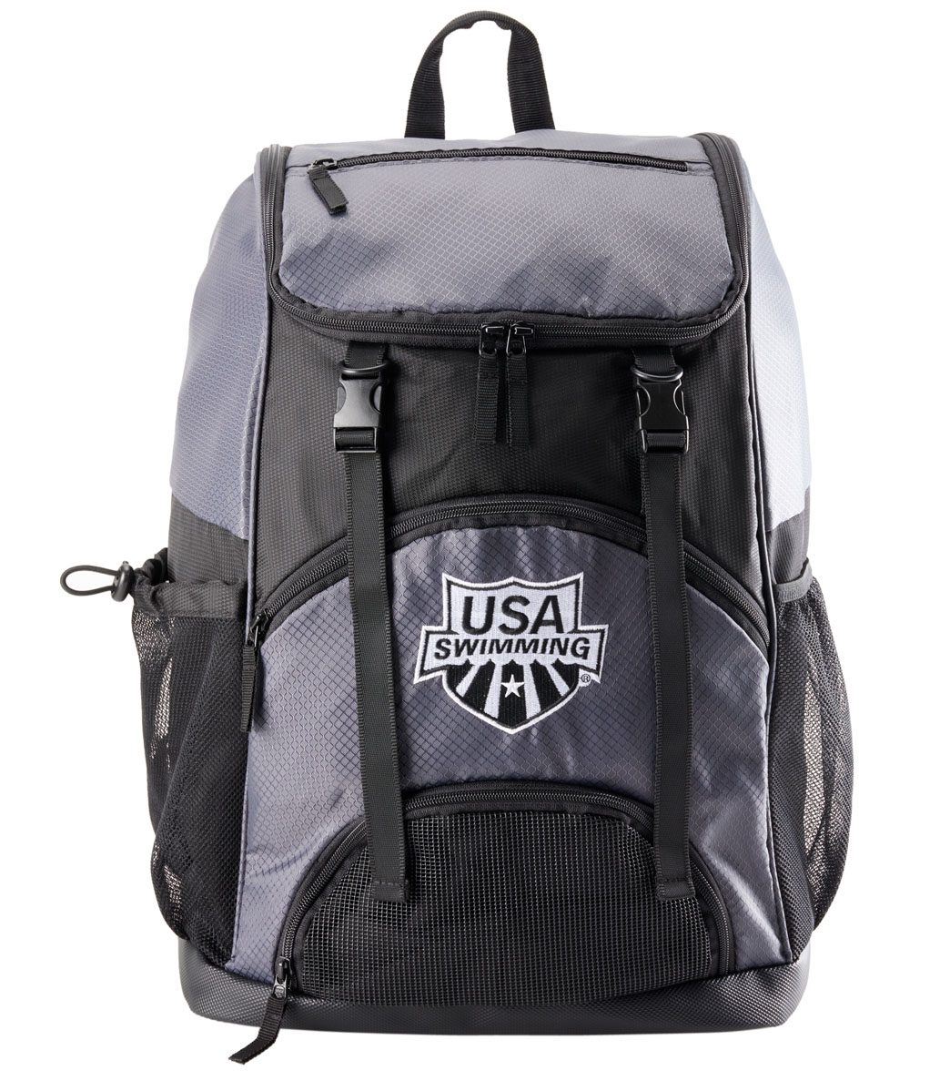 Usa Swimming Large Athletic Backpack - Charcoal Grey Polyester - Swimoutlet.com