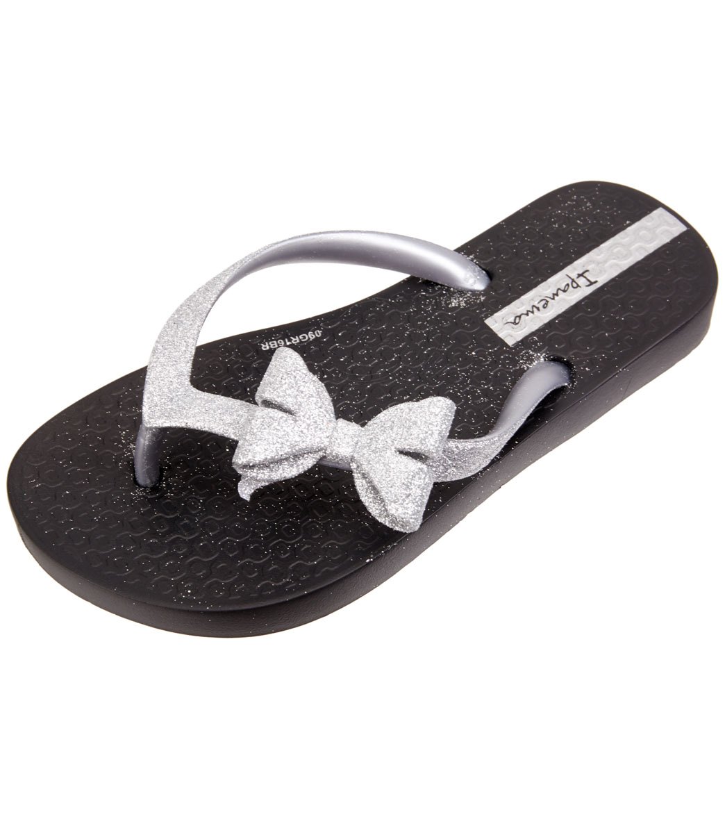 Ipanema Girl's Glitter Kids Sandals Iv - Black/Silver Bow 11/12 Plastic - Swimoutlet.com