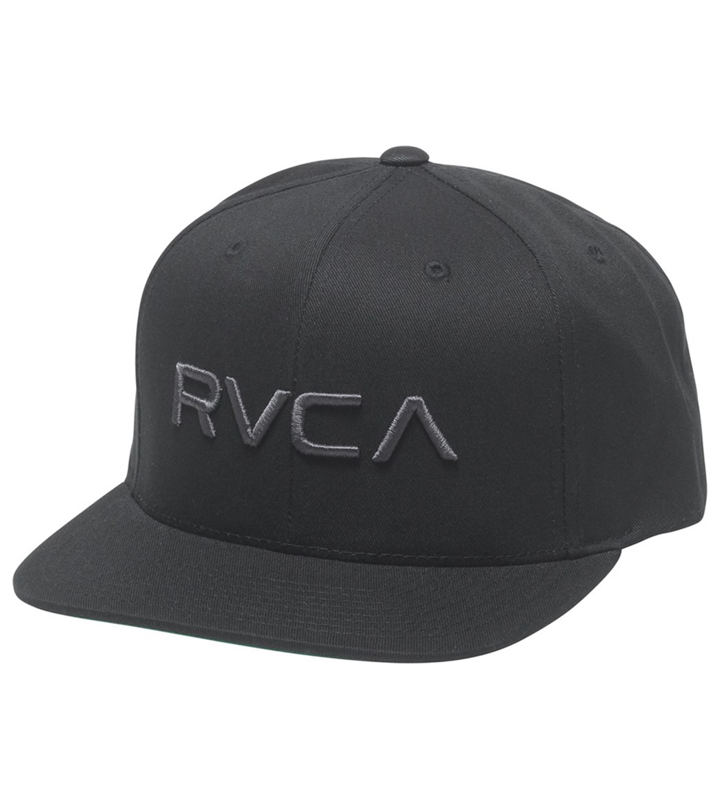 Rvca Men's Twill Snapback Hat - Black/Charcoal Acrylic/Wool - Swimoutlet.com