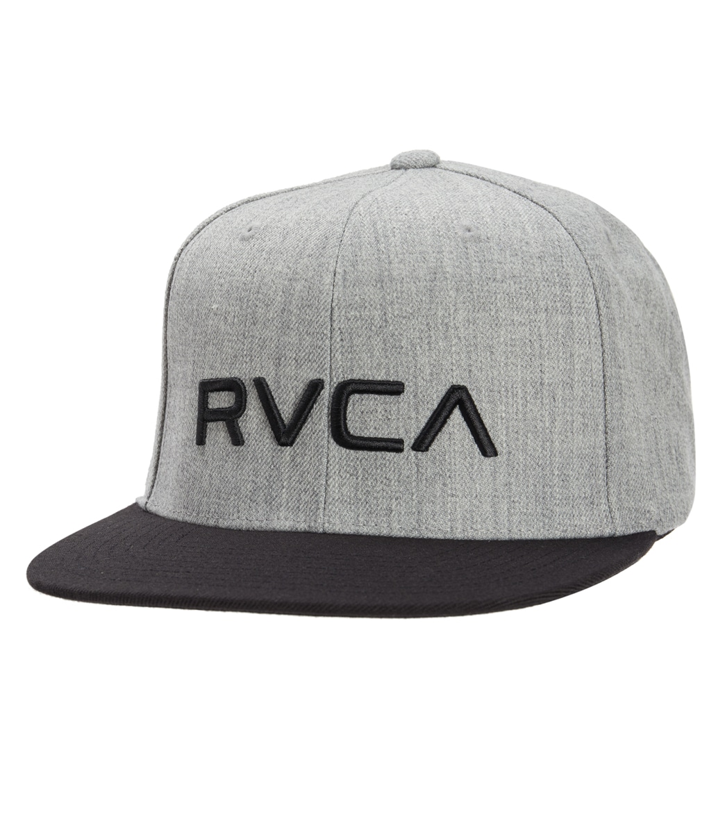 Rvca Men's Twill Snapback Hat - Heather Grey/Black Acrylic/Wool - Swimoutlet.com