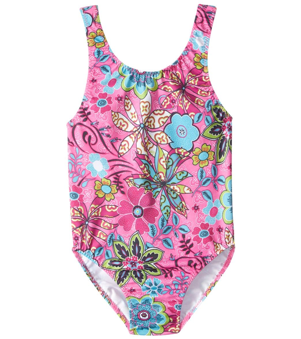 Tidepools Girls' Topsy Turvy Basic Tank One Piece Swimsuit Toddler - Pink X-Small 2/3 Lycra® - Swimoutlet.com