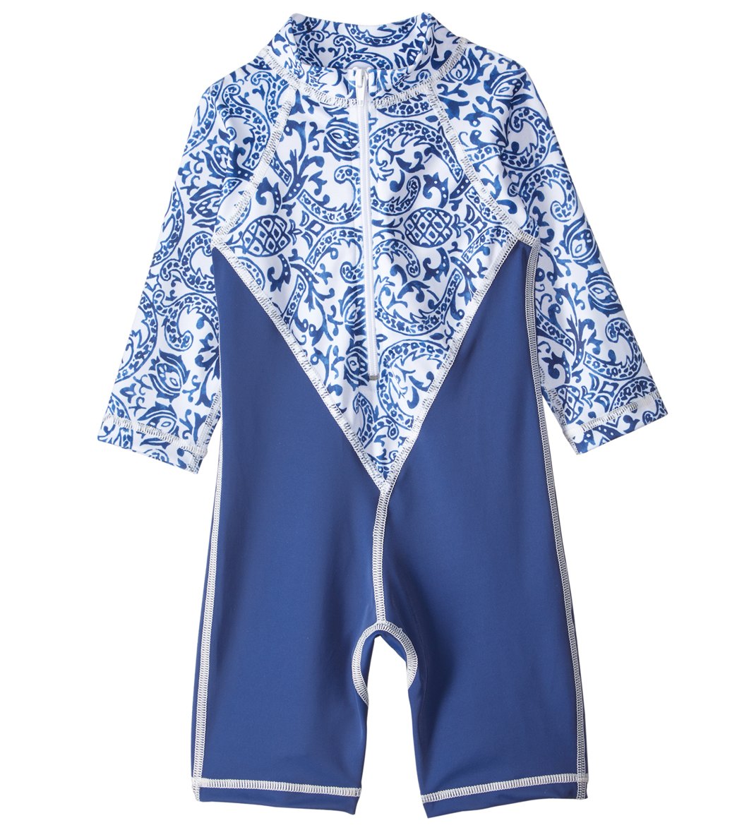 Tidepools Girls' Pineapple Uv 50+ Suit Baby - Navy/White Large 12-18 Months Lycra®/Polyester - Swimoutlet.com