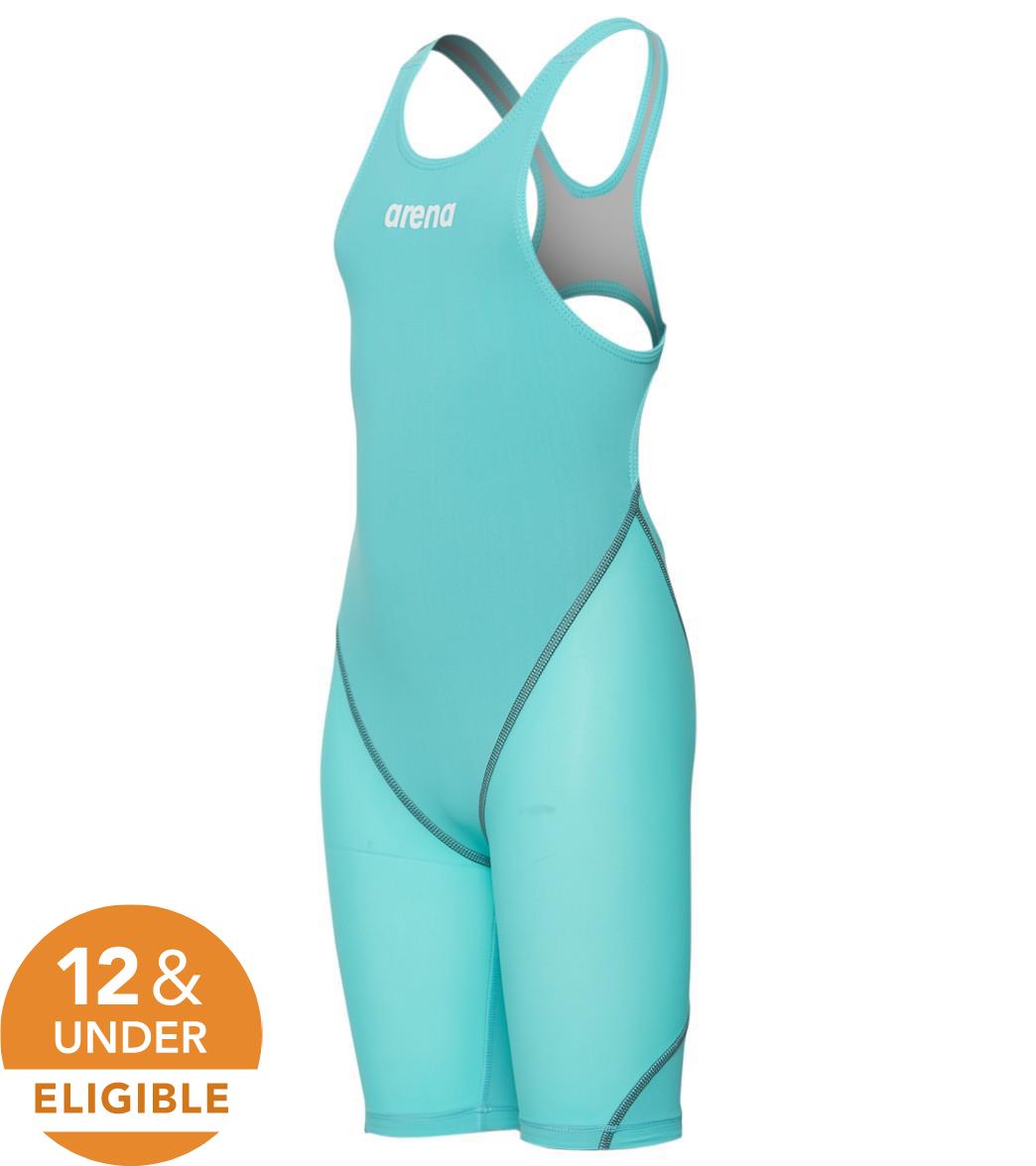 Arena Girls' Powerskin St 2.0 Open Back Tech Suit Swimsuit - Aquamarine 22 Polyamide/Elastane - Swimoutlet.com